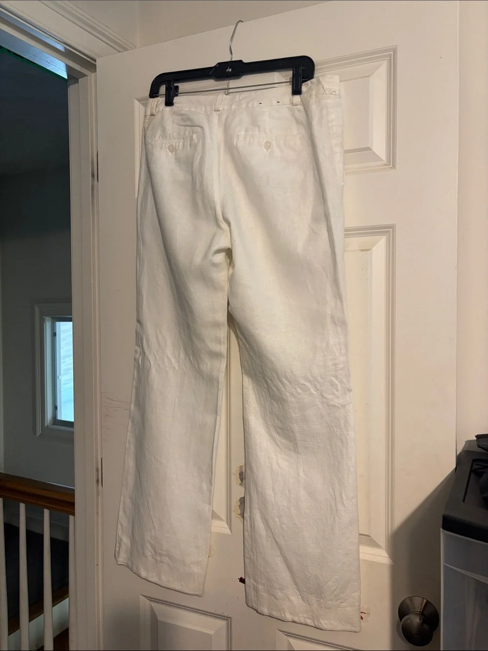 Banana Republic White Martin Fit Linen Trousers with Inner Lining